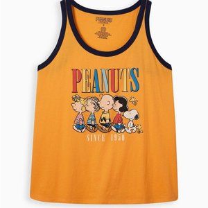 Torrid Peanuts Ringer Tank-Cotton Orange Women's L